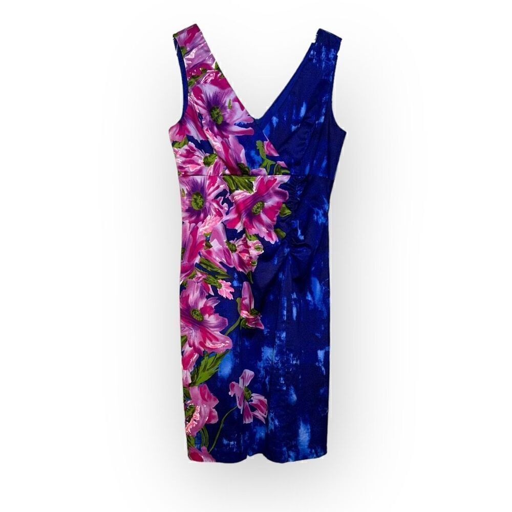 Donna Ricco New York Blue/Pink Dress 8148442m cut 85621 woman’s size 10